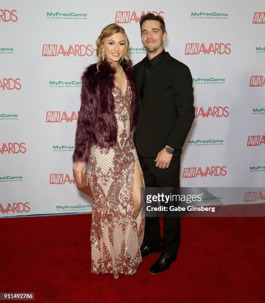 Adult film actress Alexa Grace and Jared Williams attend the 2018 Adult Video News Awards at the Hard Rock Hotel & Casino on January 27, 2018 in Las...