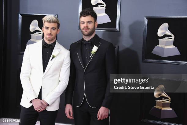 Recording artists Andrew Taggart and Alex Pall of The Chainsmokers attend the 60th Annual GRAMMY Awards at Madison Square Garden on January 28, 2018...