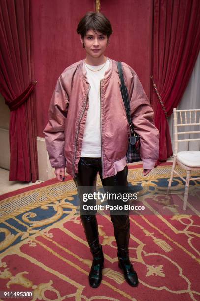 Spanish actress Alba Galocha attends the front row of Palomo Spain show during Mercedes Benz Fashion Week Madrid Autumn / Winter 2018 at Ifema on...