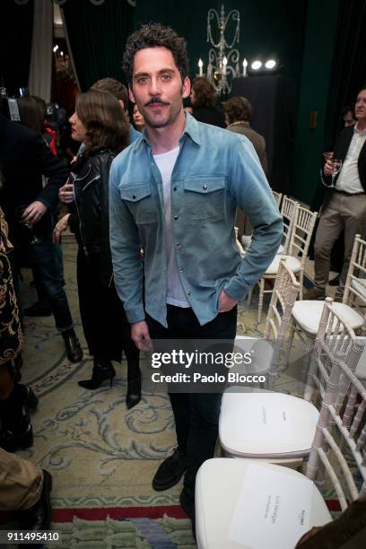 Actor Paco Leon attends the front row of Palomo Spain show during Mercedes Benz Fashion Week Madrid Autumn / Winter 2018 at Ifema on January 28, 2018...