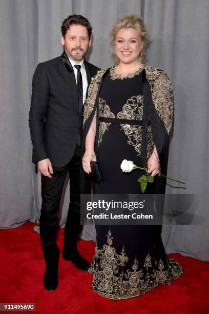 Brandon Blackstock and recording artist Kelly Clarkson attends the 60th Annual GRAMMY Awards at Madison Square Garden on January 28, 2018 in New York...