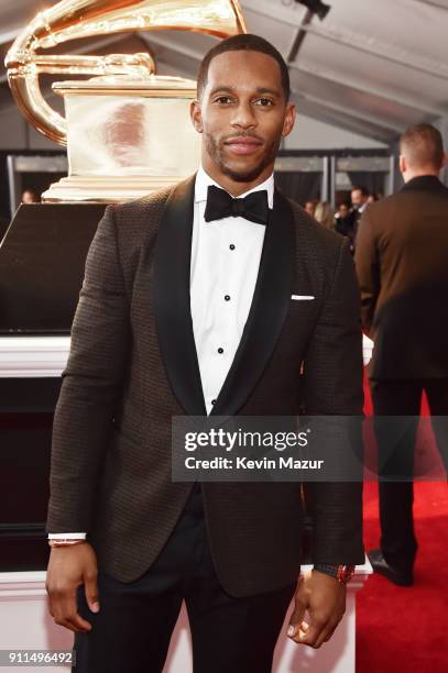 Football player Victor Cruz attends the 60th Annual GRAMMY Awards at Madison Square Garden on January 28, 2018 in New York City.