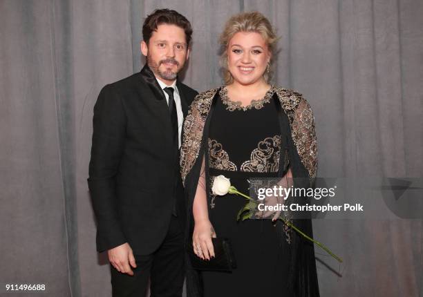 Brandon Blackstock and recording artist Kelly Clarkson attend the 60th Annual GRAMMY Awards at Madison Square Garden on January 28, 2018 in New York...