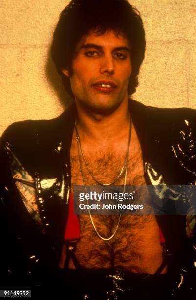 Photo of Freddie MERCURY and QUEEN; Posed portrait of Freddie Mercury, leather