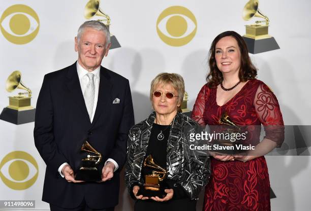 Jim Anderson, Jane Ira Bloom and Darcy Proper, winners of Best Surround Sound Album pose in the press room during the 60th Annual GRAMMY Awards at...