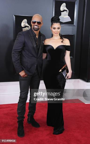 Actor Shemar Moore and Anabelle Acosta attend the 60th Annual GRAMMY Awards at Madison Square Garden on January 28, 2018 in New York City.