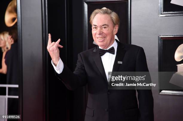 Composer Andrew Lloyd Webber attends the 60th Annual GRAMMY Awards at Madison Square Garden on January 28, 2018 in New York City.