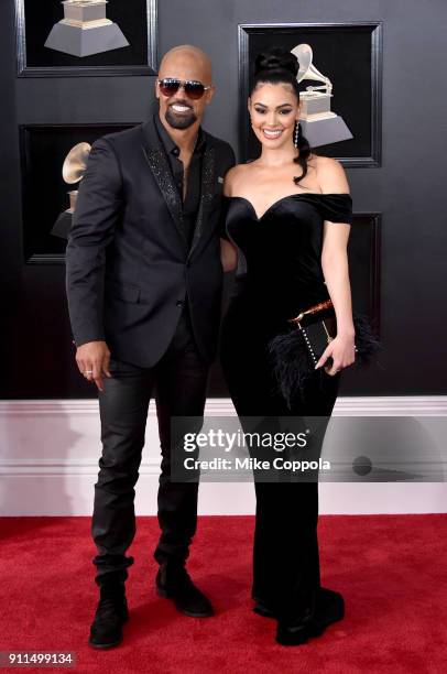 Actors Shemar Moore and Anabelle Acosta attend the 60th Annual GRAMMY Awards at Madison Square Garden on January 28, 2018 in New York City.