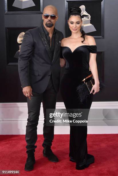 Actors Shemar Moore and Anabelle Acosta attend the 60th Annual GRAMMY Awards at Madison Square Garden on January 28, 2018 in New York City.