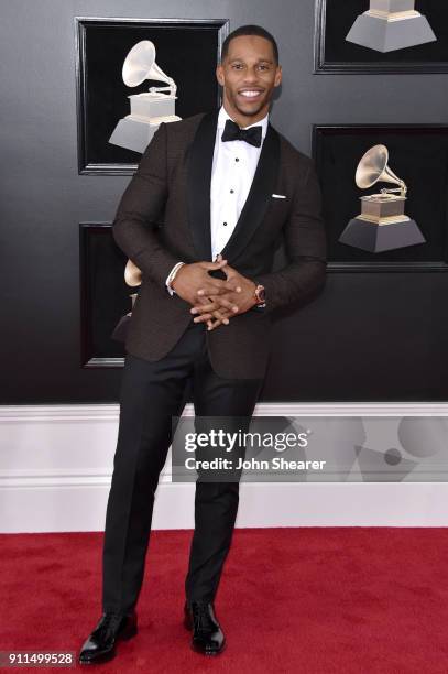 Football player Victor Cruz attends the 60th Annual GRAMMY Awards at Madison Square Garden on January 28, 2018 in New York City.