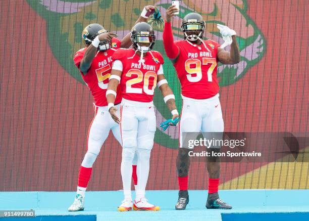 Jacksonville Jaguars cornerback Jalen Ramsey Pittsburgh Steelers defensive end Cameron Heyward During the introductions NFL Pro Bowl match between...