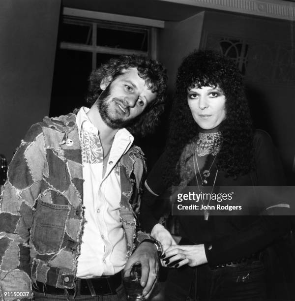 Photo of Maureen STARKEY and Ringo STARR; posed with wife Maureen Starkey at the Cafe Royal