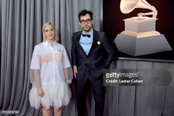 Fashion designer Rachel Antonoff and recording artist Jack Antonoff attend the 60th Annual GRAMMY Awards at Madison Square Garden on January 28, 2018...