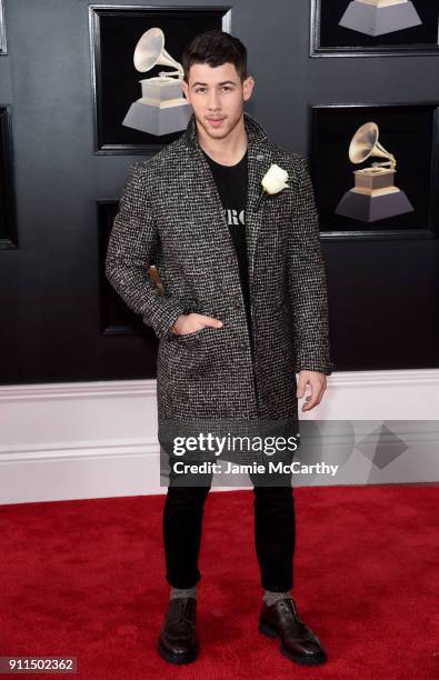 Recording artist Nick Jonas attends the 60th Annual GRAMMY Awards at Madison Square Garden on January 28, 2018 in New York City.