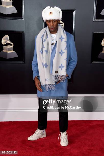 Recording artist Tyler, the Creator attends the 60th Annual GRAMMY Awards at Madison Square Garden on January 28, 2018 in New York City.
