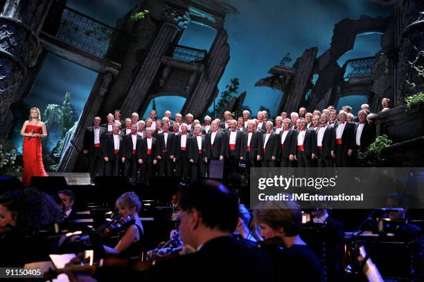 Photo of CLASSICAL BRIT AWARDS and Katherine JENKINS, performing live onstage at the Classical Brit Awards with Fron Male Voice Choir