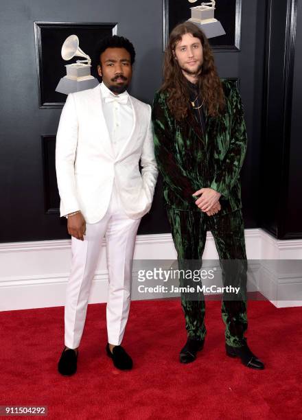 Recording artist Donald Glover aka Childish Gambino and composer Ludwig Goransson attend the 60th Annual GRAMMY Awards at Madison Square Garden on...