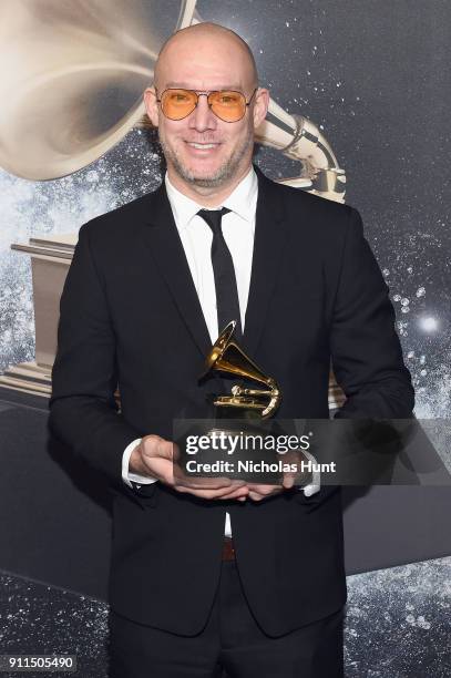 Scott Devendorf of The National, winner of Best Alternative Music Album for 'Sleep Well Beast' poses backstage at the Premiere Ceremony during the...