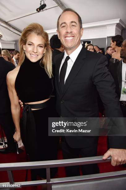 Philanthropist Jessica Seinfeld and comedian Jerry Seinfeld attend the 60th Annual GRAMMY Awards at Madison Square Garden on January 28, 2018 in New...