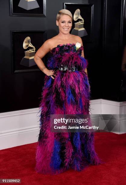 Recording artist Pink attends the 60th Annual GRAMMY Awards at Madison Square Garden on January 28, 2018 in New York City.