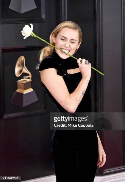 Recording artist Miley Cyrus attends the 60th Annual GRAMMY Awards at Madison Square Garden on January 28, 2018 in New York City.
