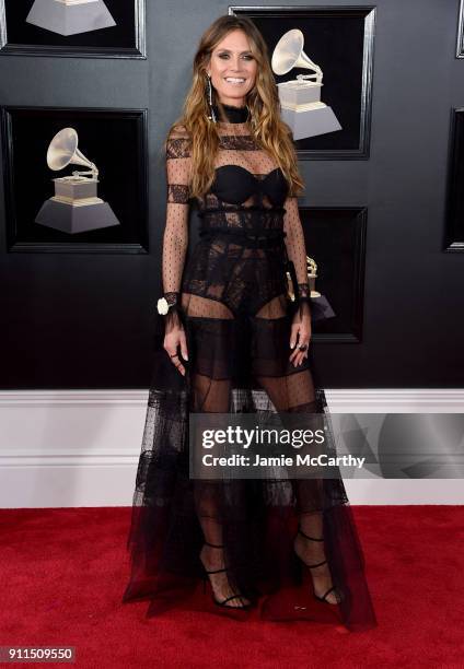 Personality-model Heidi Klum attends the 60th Annual GRAMMY Awards at Madison Square Garden on January 28, 2018 in New York City.