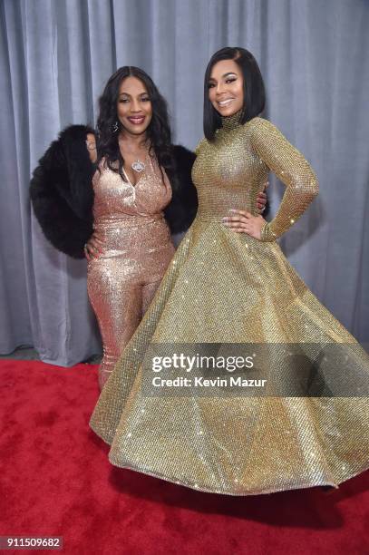 Tina Douglas and recording artist Ashanti attend the 60th Annual GRAMMY Awards at Madison Square Garden on January 28, 2018 in New York City.