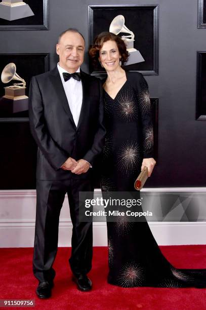 Warner Music Group owner Len Blavatnik and Emily Appelson attend the 60th Annual GRAMMY Awards at Madison Square Garden on January 28, 2018 in New...