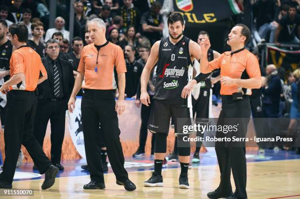 Referee Tolga Sahin eject Alessandro Gentile of Segafredo after a fight between Jorge Gutierrez of Dolomiti Energia and Alessandro Gentile of...