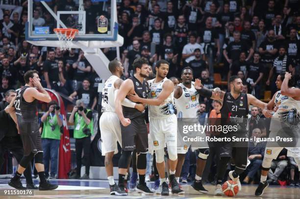 Fight between Jorge Gutierrez of Dolomiti Energia and Alessandro Gentile of Segafredo during the LBA Lega Basket of Serie A match between Virtus...