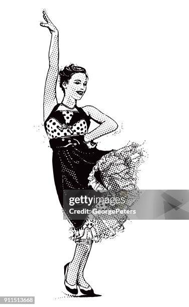 illustrations, cliparts, dessins animés et icônes de hipster de jeune femme de vintage 1950 danse avec passion - women dancing on music cutout