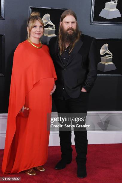 Recording artist Chris Stapleton and Morgane Stapleton attend the 60th Annual GRAMMY Awards at Madison Square Garden on January 28, 2018 in New York...