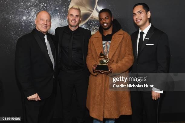 Chair of the Board for The Recording Academy John Poppo, Music video producers Jason Baum, Dave Free, and Nathan Scherrer, winners for the Best Music...