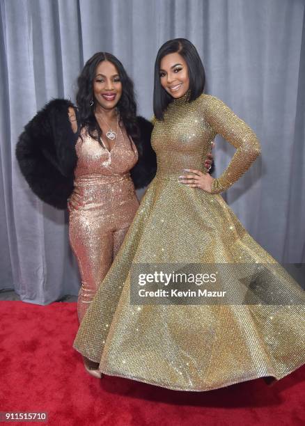 Tina Douglas and recording artist Ashanti attend the 60th Annual GRAMMY Awards at Madison Square Garden on January 28, 2018 in New York City.