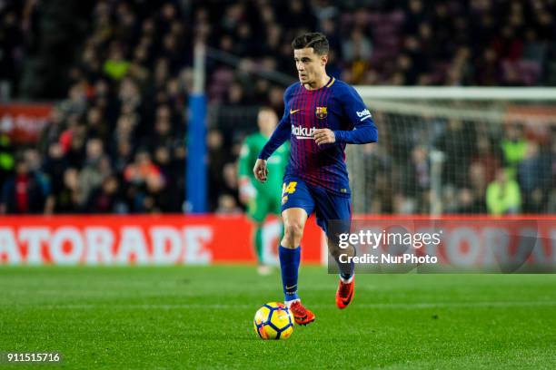 Phillip Couthino from Brasil of FC Barcelona during La Liga match between FC Barcelona v Alaves at Camp Nou Stadium in Barcelona on 28 of January,...