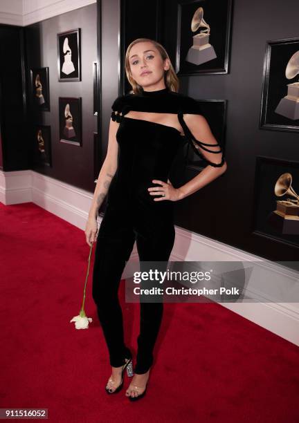 Recording artist Miley Cyrus attends the 60th Annual GRAMMY Awards at Madison Square Garden on January 28, 2018 in New York City.