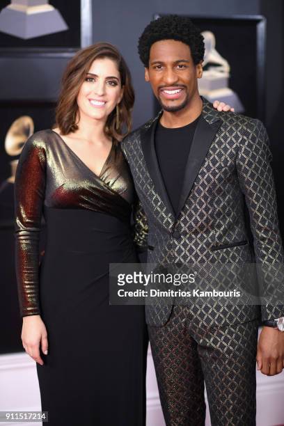 Recording artist Jon Batiste and Suleika Jaouad attend the 60th Annual GRAMMY Awards at Madison Square Garden on January 28, 2018 in New York City.