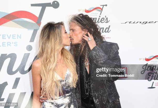 Aimee Preston and Steven Tyler at Steven Tyler and Live Nation presents Inaugural Janie's Fund Gala & GRAMMY Viewing Party at Red Studios on January...