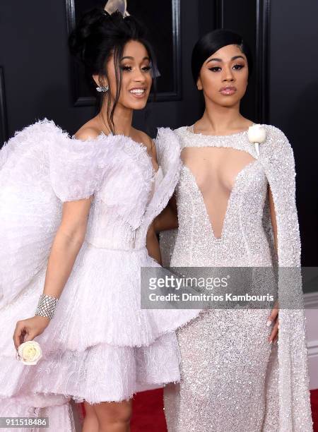 Recording artist Cardi B and Hennessy Carolina attend the 60th Annual GRAMMY Awards at Madison Square Garden on January 28, 2018 in New York City.