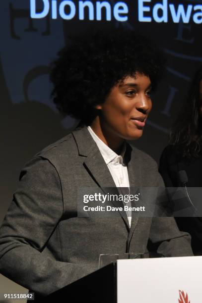 Dionne Edwards attends the London Film Critics' Circle Awards 2018 at The May Fair Hotel on January 28, 2018 in London, England.