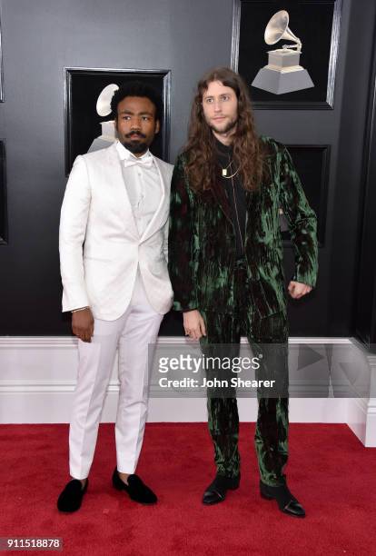 Recording artist Childish Gambino and producer Ludwig Goransson attend the 60th Annual GRAMMY Awards at Madison Square Garden on January 28, 2018 in...
