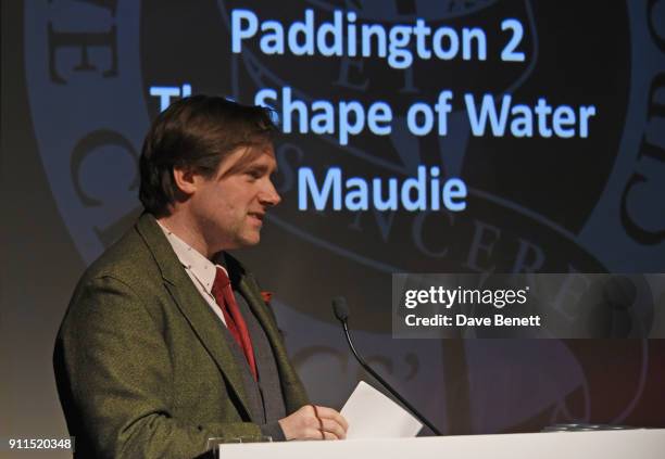 Paul King accepts the Best Actress award for Sally Hawkins at the London Film Critics' Circle Awards 2018 at The May Fair Hotel on January 28, 2018...