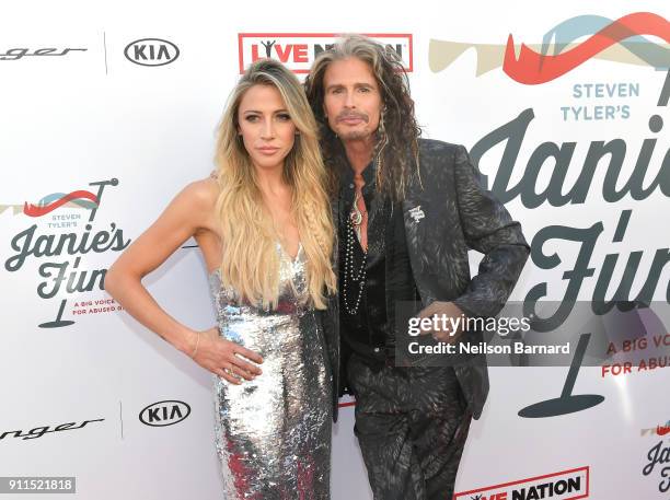 Aimee Preston and Steven Tyler at Steven Tyler and Live Nation presents Inaugural Janie's Fund Gala & GRAMMY Viewing Party at Red Studios on January...