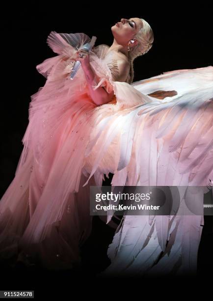 Recording artist Lady Gaga performs onstage during the 60th Annual GRAMMY Awards at Madison Square Garden on January 28, 2018 in New York City.