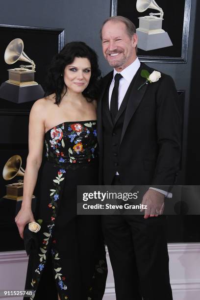 Veronica Stigeler and TV personality Bill Cowher attend the 60th Annual GRAMMY Awards at Madison Square Garden on January 28, 2018 in New York City.