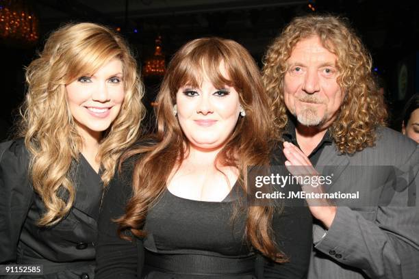 Photo of Alison KRAUSS and Robert PLANT and ADELE, L-R Alison Krauss, Adele and Robert Plant
