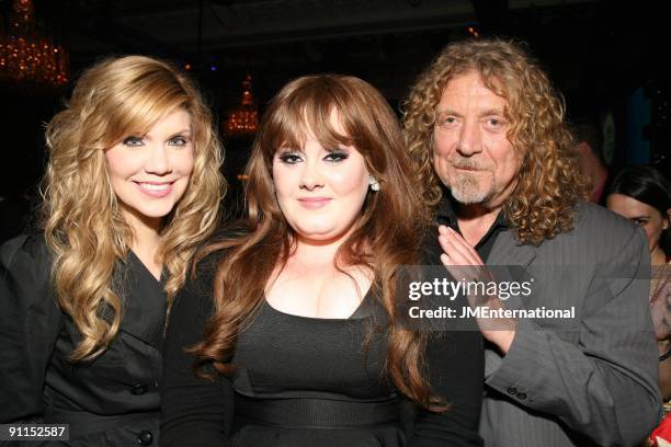 Photo of ADELE and Alison KRAUSS and Robert PLANT, L-R Alison Krauss, Adele and Robert Plant