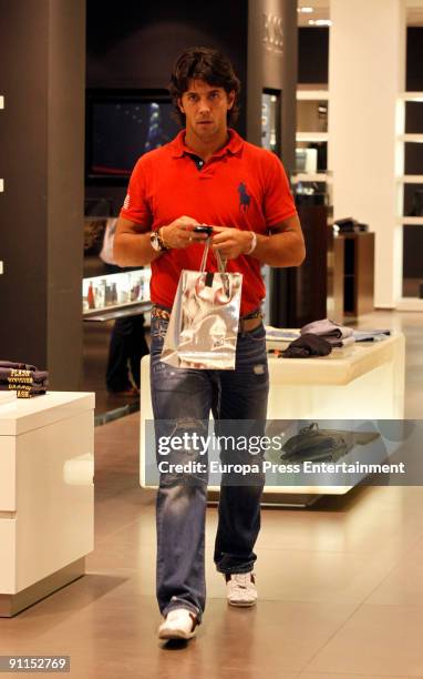 Tennis player Fernando Verdasco is seen shopping in Madrid on September 23, 2009 in Madrid, Spain.