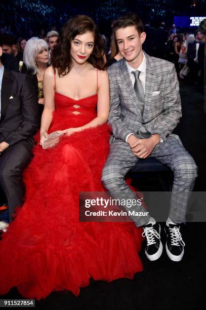 Recording artist Lorde and brother Angelo Yelich-O'Connor attend the 60th Annual GRAMMY Awards at Madison Square Garden on January 28, 2018 in New...