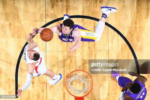 Omer Asik of the New Orleans Pelicans dunks against the LA Clippers on January 28, 2018 at Smoothie King Center in New Orleans, Louisiana. NOTE TO...